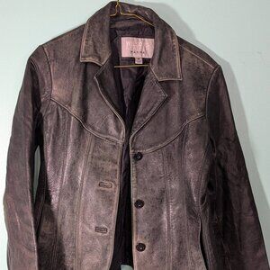 Wilsons Leather Maxima Distressed Leather Zip Up Jacket Size Medium